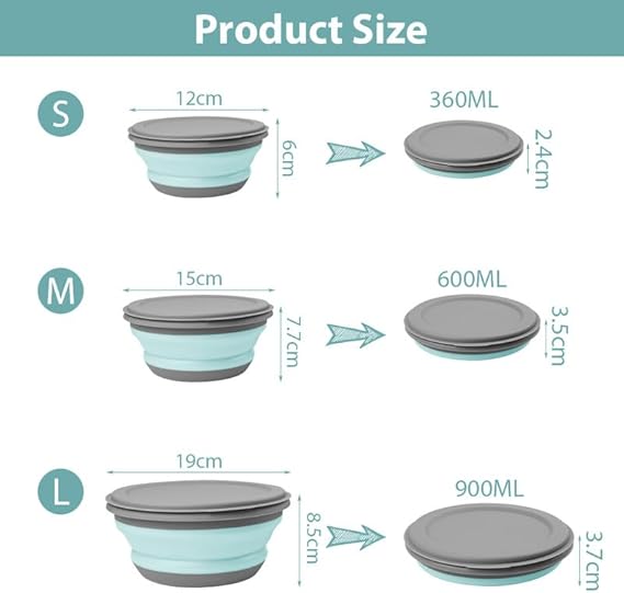 3-in-1 Portable Camping Lunch Kit – Collapsible Silicone Bowls with Lids