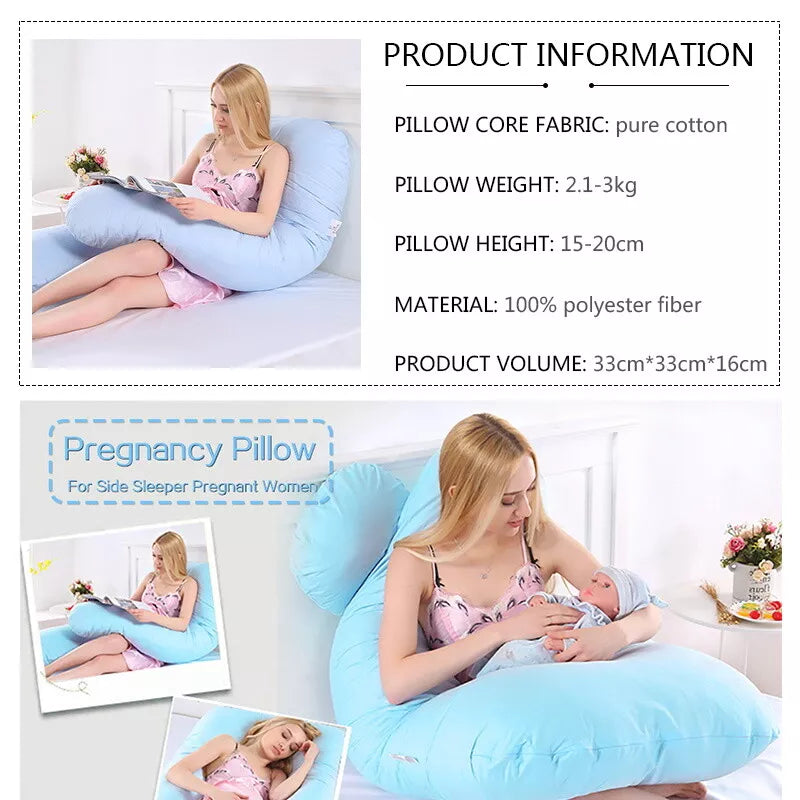 U-Shaped Maternity Pregnancy Pillow With Removable Cotton Cover