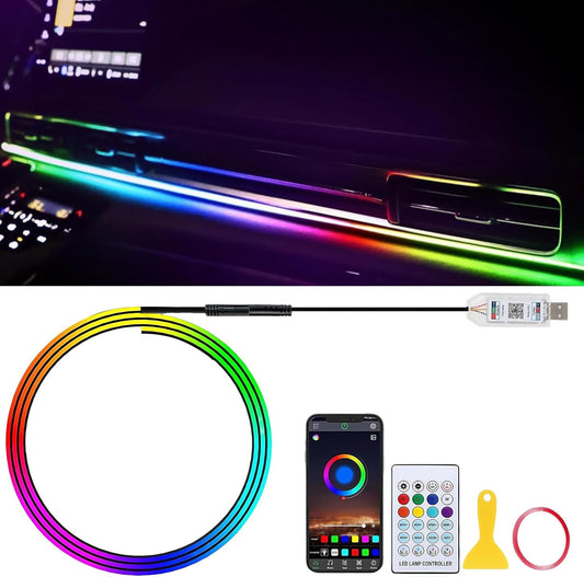 Flick Cart Acrylic LED Car Lights (110cm) – 16M Colors, APP & USB Control. Perfect Ambient Kit