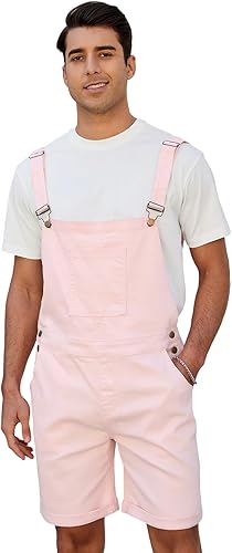 LONGBIDA Men’s Denim Overall Shorts – Casual Summer Romper with Pockets | Flick Cart