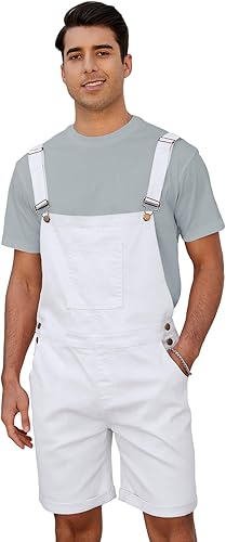 LONGBIDA Men’s Denim Overall Shorts – Casual Summer Romper with Pockets | Flick Cart