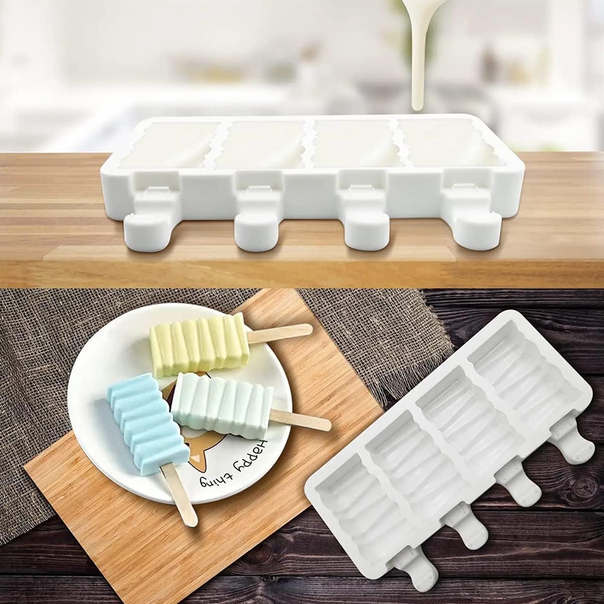 White Silicone Popsicle Mold – Make Perfect 3oz Ice Cream Bars at Home! | Flick Cart |