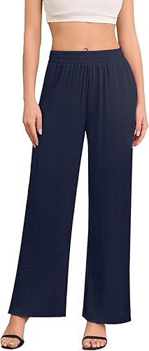 DILIUXING Women's High Waist Wide Leg Pants – Lounge in Style with Pockets & Side Slits|Flick Cart|