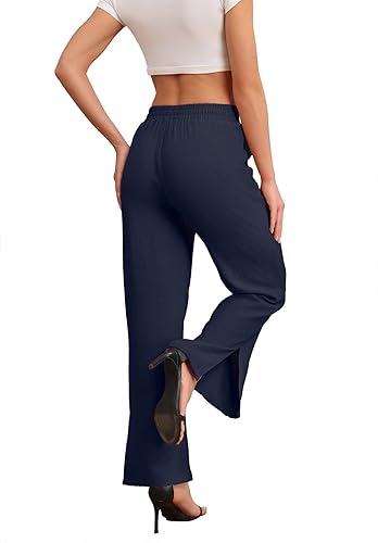 DILIUXING Women's High Waist Wide Leg Pants – Lounge in Style with Pockets & Side Slits|Flick Cart|