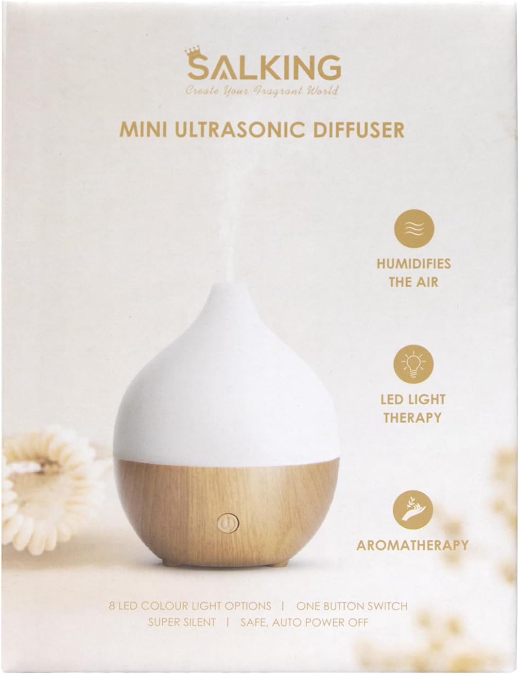 Aroma Diffuser – Quiet Ultrasonic Humidifier with Warm White Light Auto Shut-Off