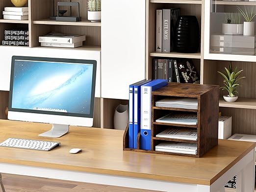 EasyPAG 4-Tier Wooden Desktop Organizer - A4 File/Magazine Storage | Flick Cart