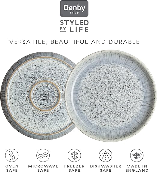 Denby Halo Speckle 12-Pc Dinner Set for 4 - Microwave & Dishwasher Safe | Flick Cart |