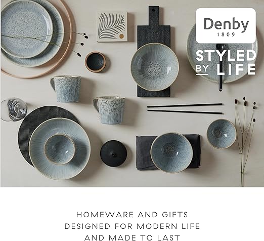 Denby Halo Speckle 12-Pc Dinner Set for 4 - Microwave & Dishwasher Safe | Flick Cart |