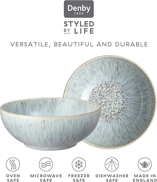 Denby Halo Speckle 12-Pc Dinner Set for 4 - Microwave & Dishwasher Safe | Flick Cart |