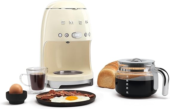 Smeg DCGC01 Jug for Overflow Coffee Maker DCF02 DCG01, Glass, Gray and Chrome