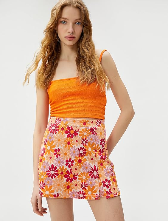 "Flick Cart's Floral Skort Bliss - Stylish Viscose Mini Skirt for Women!"