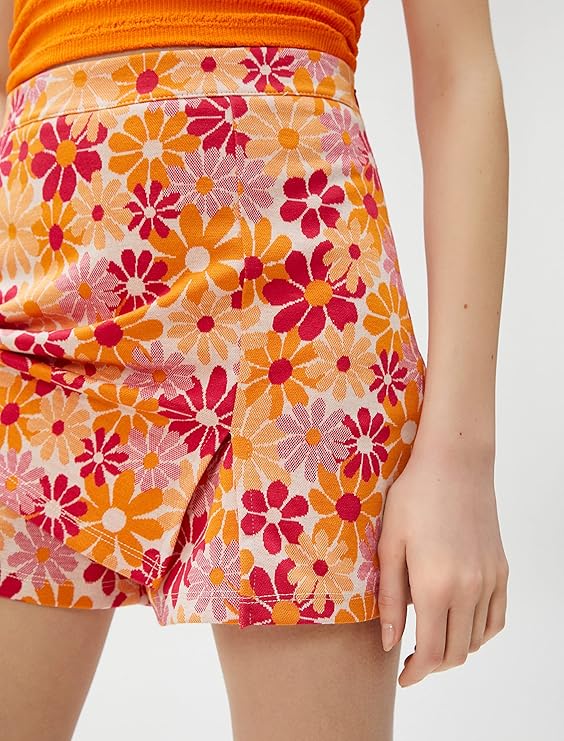 "Flick Cart's Floral Skort Bliss - Stylish Viscose Mini Skirt for Women!"