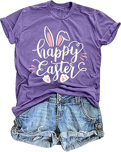 Hop into Style: Cute Bunny Easter T-Shirt for Women|Flick Cart|