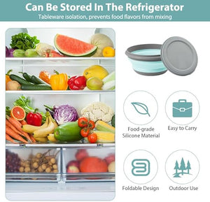 3-in-1 Portable Camping Lunch Kit – Collapsible Silicone Bowls with Lids