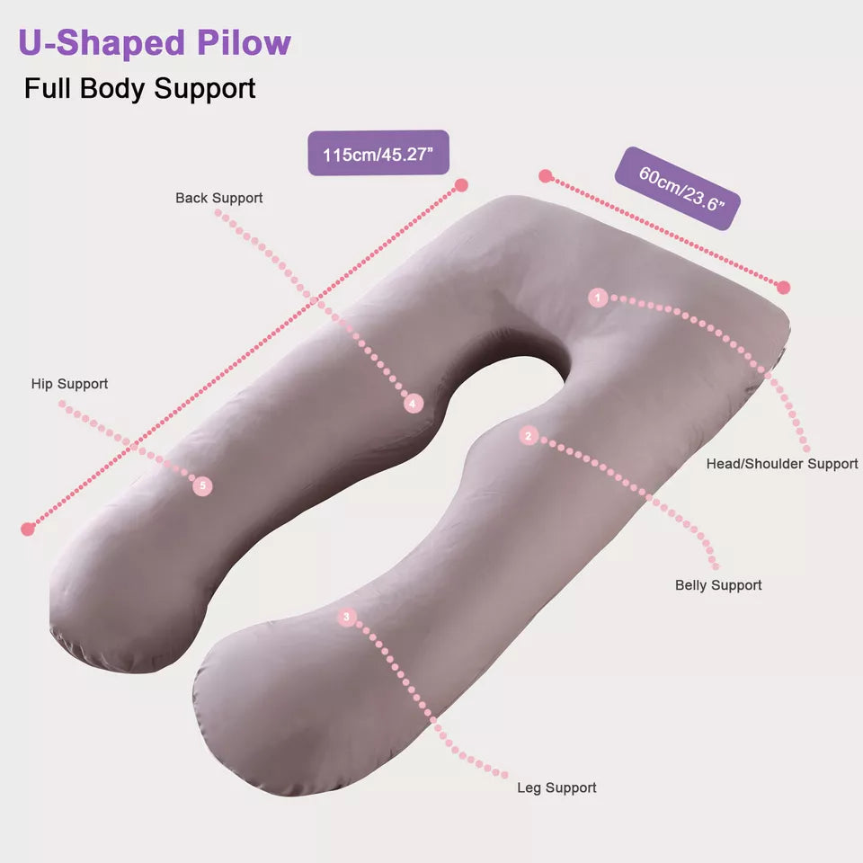 U-Shaped Maternity Pregnancy Pillow With Removable Cotton Cover