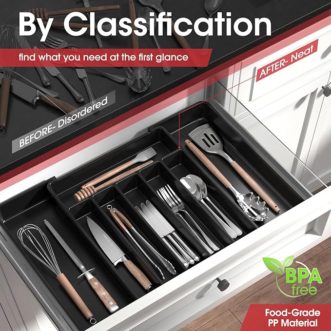Cutlery Drawer Organizer Expandable Kitchen Drawer Storage Organizer
