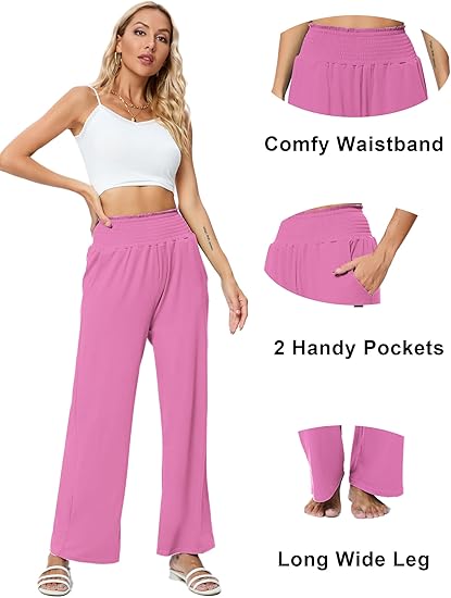 Flick Cart's Famulily Wide-Leg Pants – Breezy Summer Essential with Pockets (S-XXL)