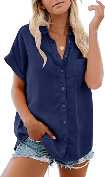 Chic & Comfy Cotton V-Neck Blouse – Summer Essential with Pockets|Flip Cart|