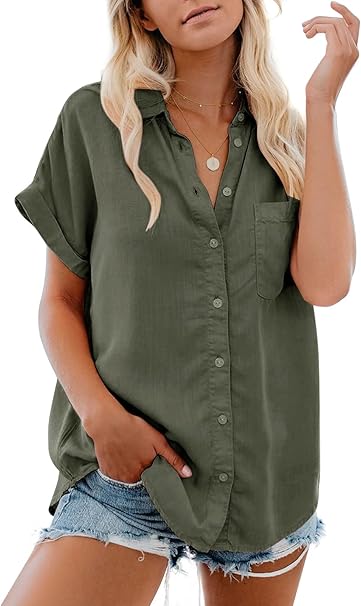 Chic & Comfy Cotton V-Neck Blouse – Summer Essential with Pockets|Flip Cart|