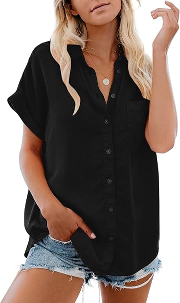 Chic & Comfy Cotton V-Neck Blouse – Summer Essential with Pockets|Flip Cart|