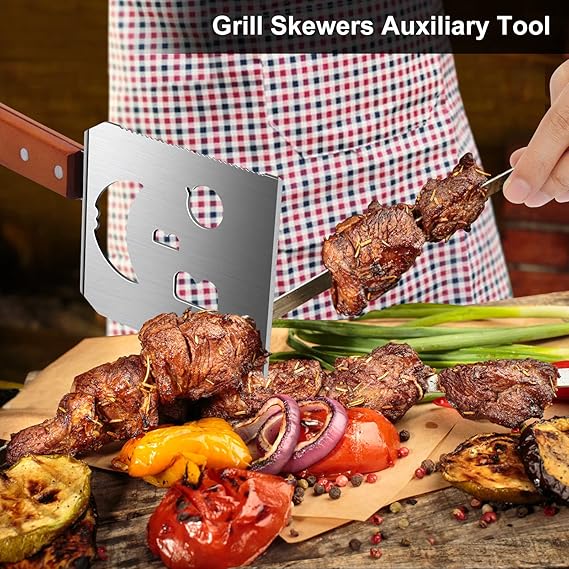 Flick Cart's 7-in-1 Ultimate BBQ Spatula - Stainless Steel Grill Master Kit with Wooden Handle