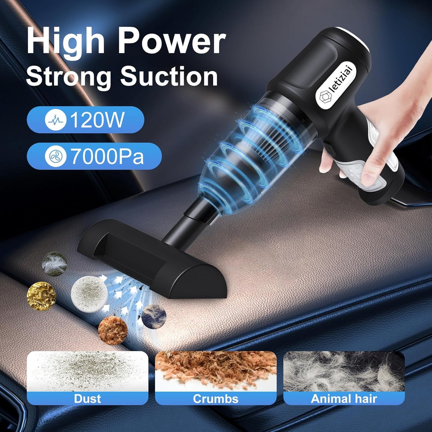 3-in-1 Cordless Handheld Car Vacuum Cleaner 7000Pa – USB Rechargeable, Air Duster & Blower