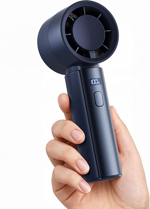 Gaiatop Turbo Mini Handheld Fan - 100-Speed Rechargeable (4000mAh) | Powerful Pocket Cooling for Travel, Outdoors | Perfect Gift for Men & Women (Navy Blue) | Flick Cart