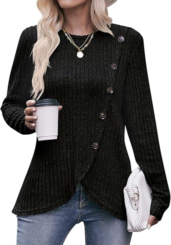 Chic Button-Detail Knit Jumper - Cozy Crewneck Pullover | Flick Cart |