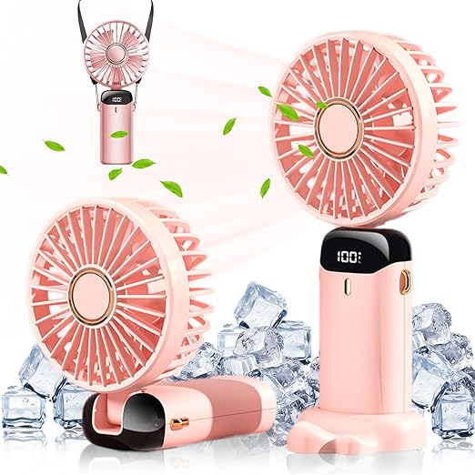 5000mAh Portable Handheld Fan - 5 Speeds, LED Display, Foldable & USB Rechargeable | Perfect for Home, Office & Travel (Purple) | Flick Cart