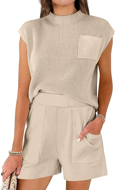 2025 Summer Knit Set - Stylish 2-Piece Shorts Outfit | Flick Cart |
