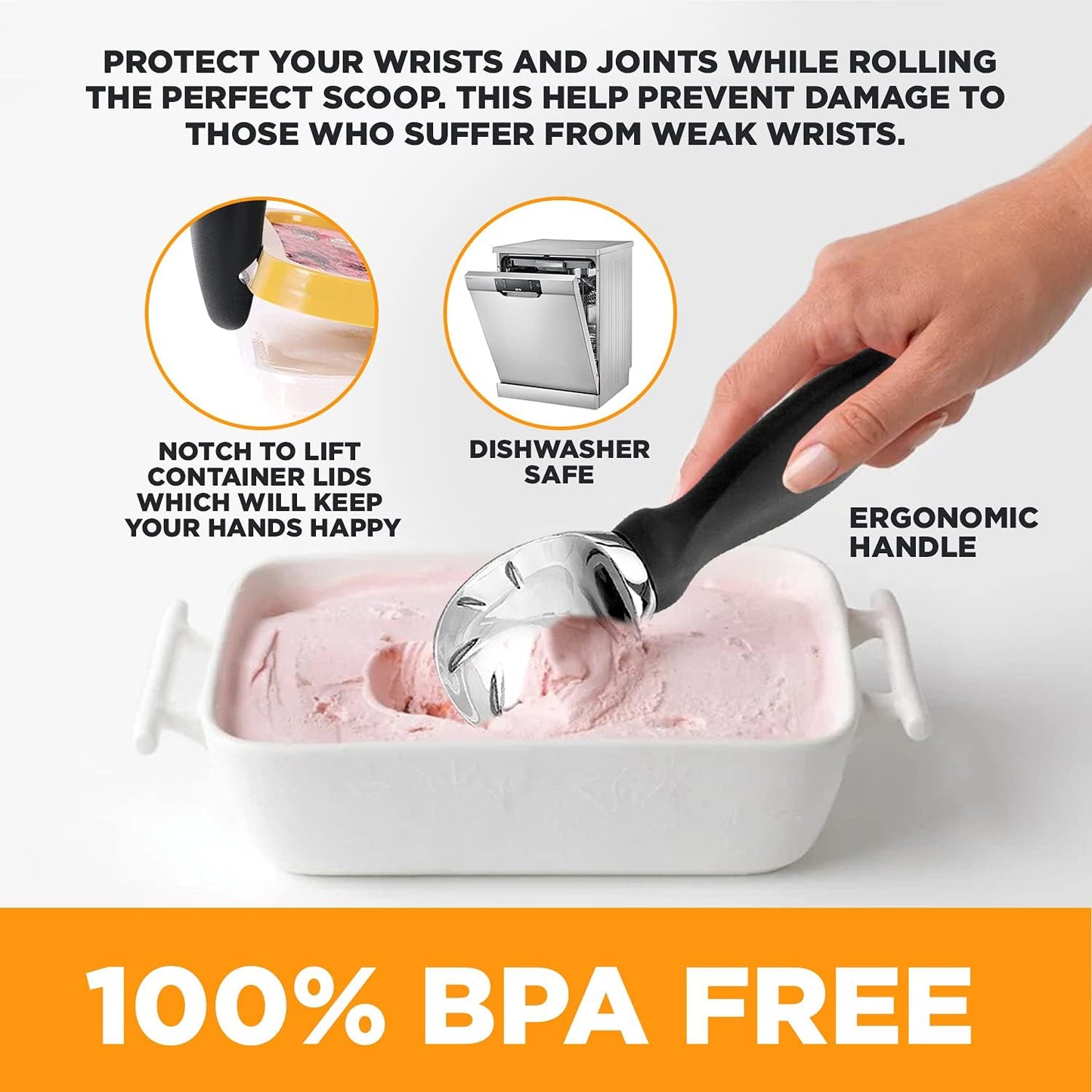 Pro-Grade Black Ice Cream Scoop - Effortless Hard Ice Cream Serving | Flick Cart |