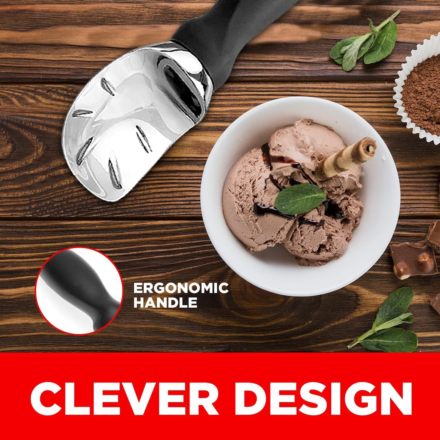 Pro-Grade Black Ice Cream Scoop - Effortless Hard Ice Cream Serving | Flick Cart |