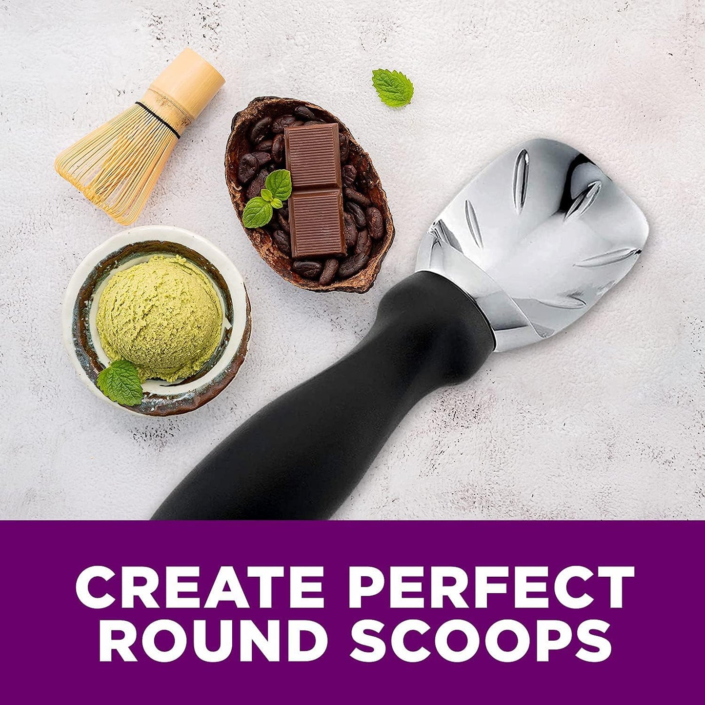 Pro-Grade Black Ice Cream Scoop - Effortless Hard Ice Cream Serving | Flick Cart |