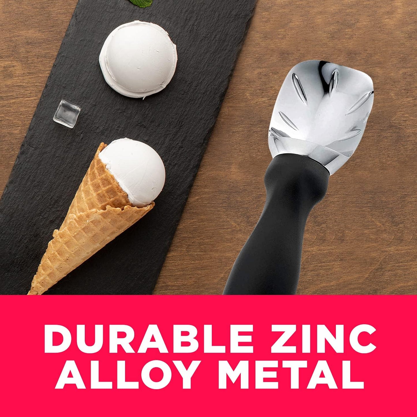 Pro-Grade Black Ice Cream Scoop - Effortless Hard Ice Cream Serving | Flick Cart |