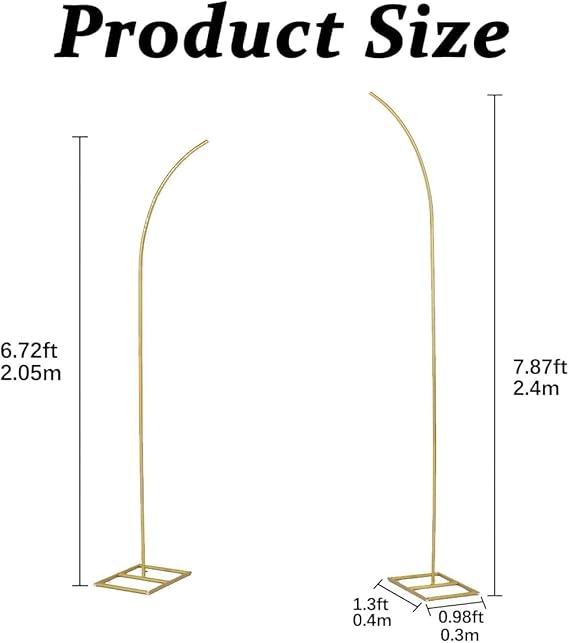 VINCIGANT Gold Wedding Arch Stand (Set of 2) | Curved Metal Backdrop for Ceremonies, Baby Showers & Events | Flick Cart