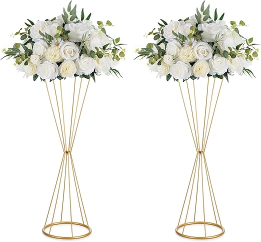 NUPTIO 68cm Gold Wedding Centerpieces (Set of 2) | Tall Trumpet Vases for Flowers | Elegant Table Decor for Weddings & Events | Flick Cart