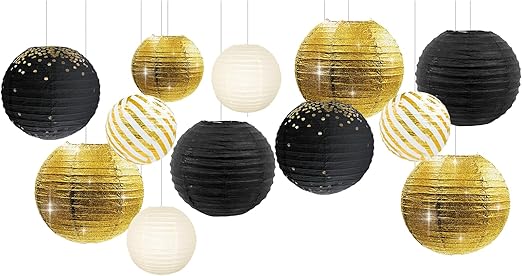 NICROLANDEE 12-Pack Rose Gold Glitter Lanterns | Wedding & Party Decor | Romantic Hanging Lights | Flick Cart