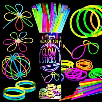 205-Piece Ultra Bright Glow Party Pack | 100 Glow Sticks + Necklaces, Bracelets & Glasses | Neon Party Favors & Bag Fillers | Flick Cart