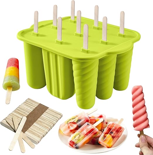 9-Cavity DIY Popsicle Mold Kit w/ 50 Sticks - BPA-Free & Kid-Friendly | Flick Cart |