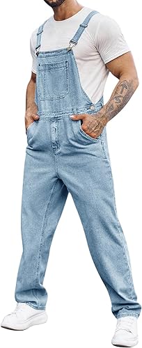 Runcati Men’s Denim Dungarees – Casual Streetwear Jumpsuit with Adjustable Straps | Flick Cart