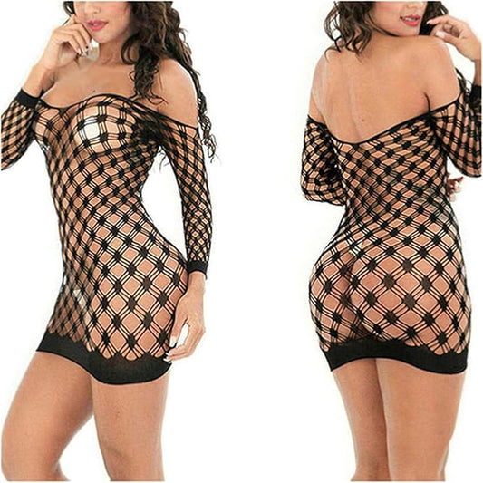 Seductive Mesh Babydoll Dress - Exotic Bodystocking Lingerie | Flick Cart|