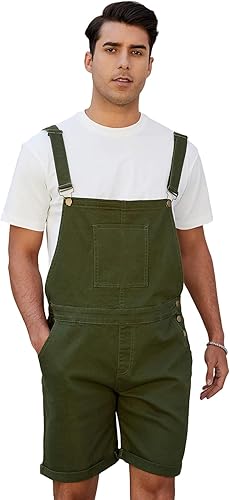 LONGBIDA Men’s Denim Overall Shorts – Casual Summer Romper with Pockets | Flick Cart