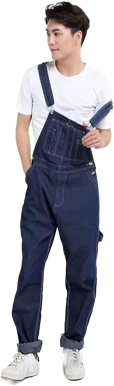 WOLONG Men’s Tooling Denim Overalls – Rugged Blue Jumpsuit Pants | Flick Cart