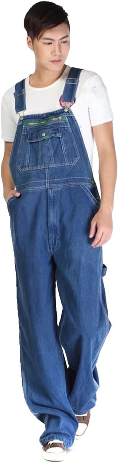 WOLONG Men’s Tooling Denim Overalls – Rugged Blue Jumpsuit Pants | Flick Cart