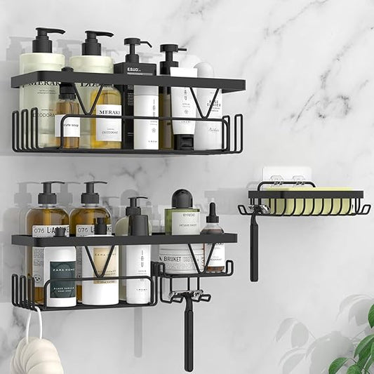 Flick Cart's 3-Pack Kegii Shower Caddy - No-Drill Adhesive Bathroom Organizer
