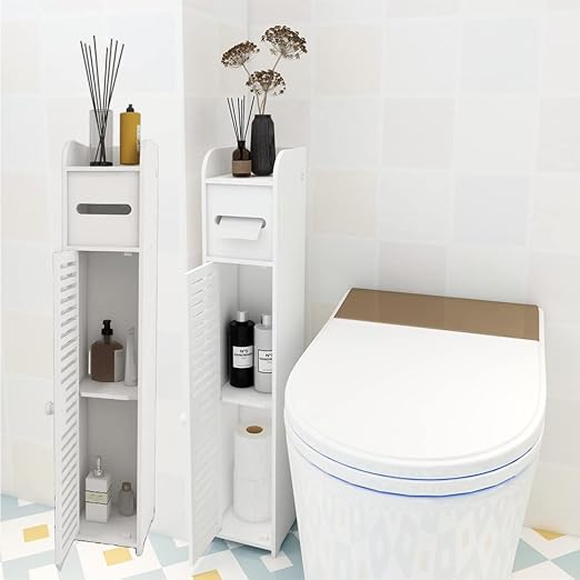 Flick Cart's Waterproof Bathroom Cabinet - Freestanding White Storage with Shelf & Door