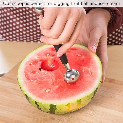Double-Sided Stainless Steel Melon Baller - Perfect Fruit & Ice Cream Scoop | Flick Cart |