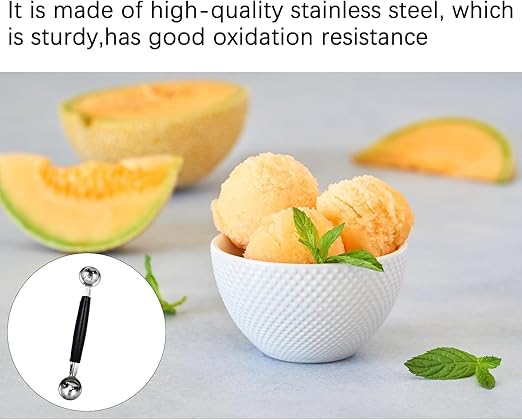 Double-Sided Stainless Steel Melon Baller - Perfect Fruit & Ice Cream Scoop | Flick Cart |