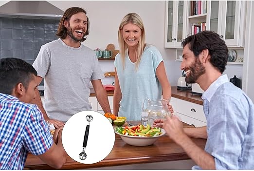 Double-Sided Stainless Steel Melon Baller - Perfect Fruit & Ice Cream Scoop | Flick Cart |