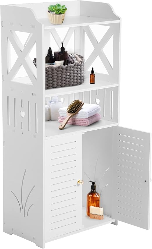 Flick Cart's 3-Tier Bathroom Storage Cabinet - Slim Freestanding Organizer (White)